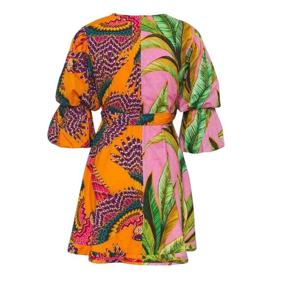 Farm Rio Mixed Print Tropical Wrap Mini Dress XS - Picture 2 of 12